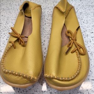 Yellow Socofy Leather Moccasins. NWOT.